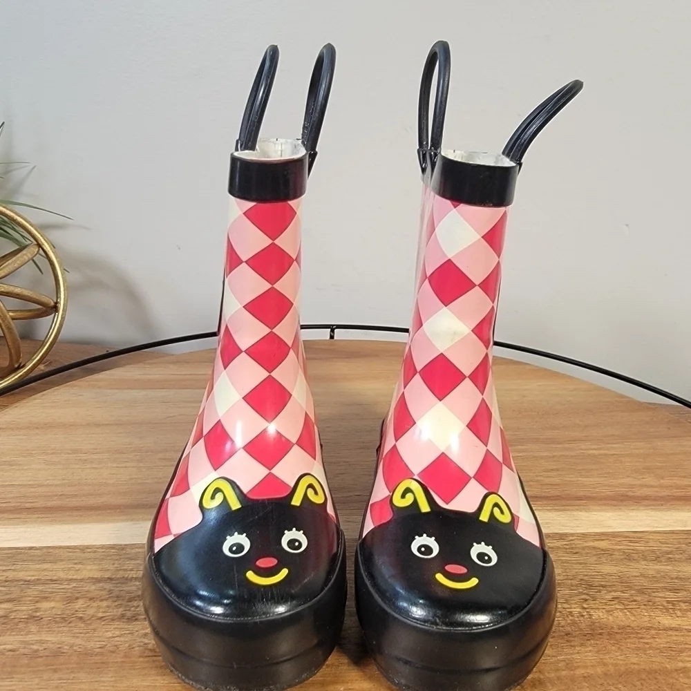 Kids Rain boots Flower Ladybug Gingham Picnic Checkerboard Size 5.5